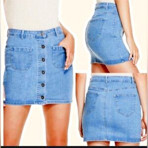 Guess Button Jean Skirt Light Wash Mini Denim Women's Size Small